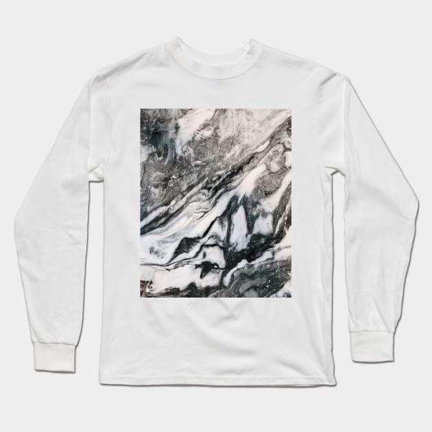 Grey and white swirl marble Long Sleeve T-Shirt by Breccia